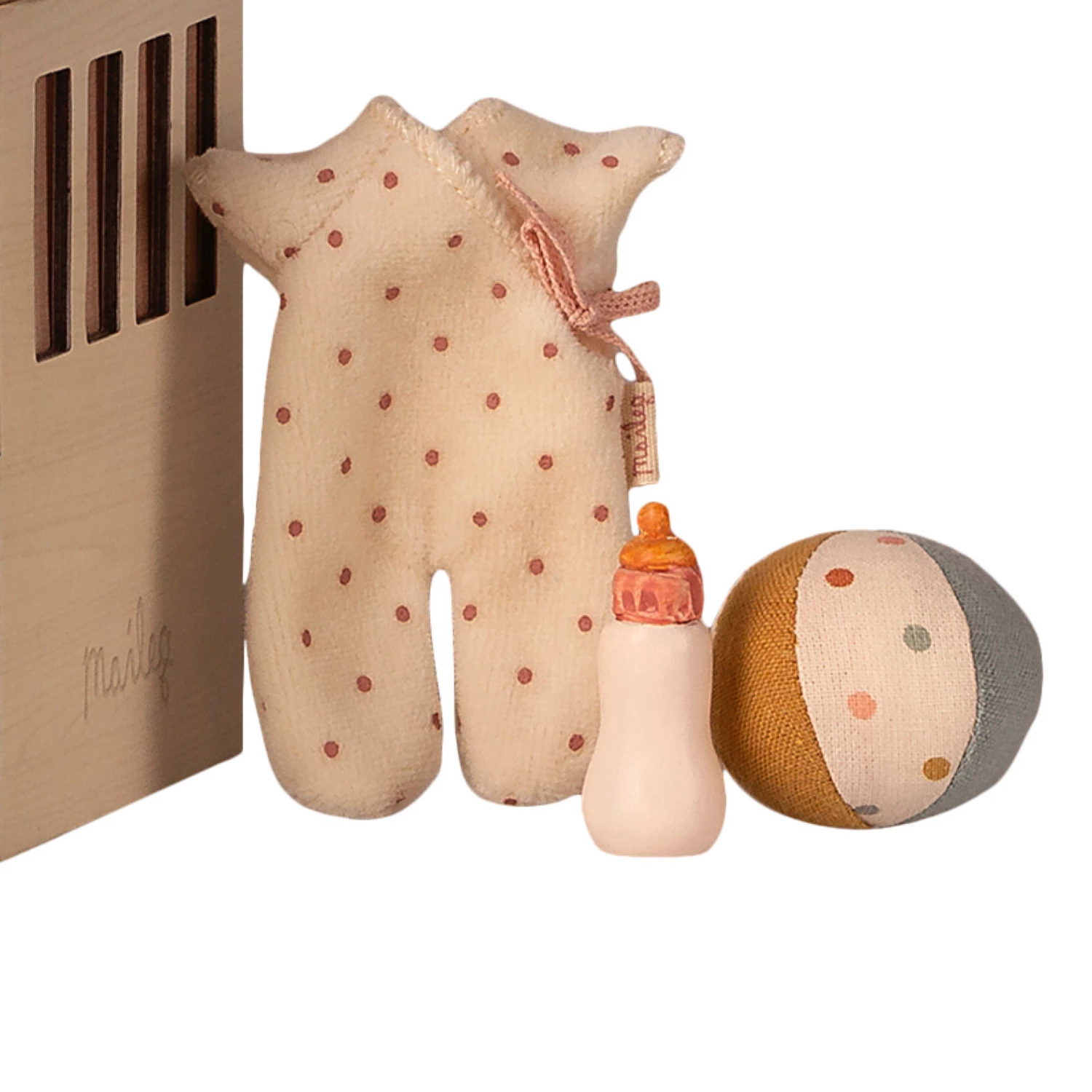 Maileg Baby Room Set with Micro Bunny - Rose Pink